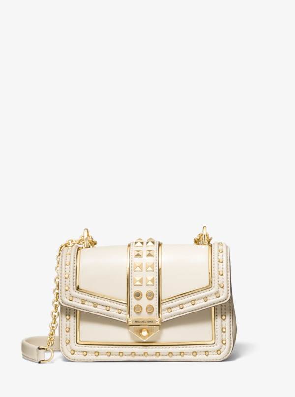 Damske Taška Cez Rameno Michael Kors SoHo Small Studded Leather Platina - Kabelky Michael Kors Outlet | FNJXA-8934